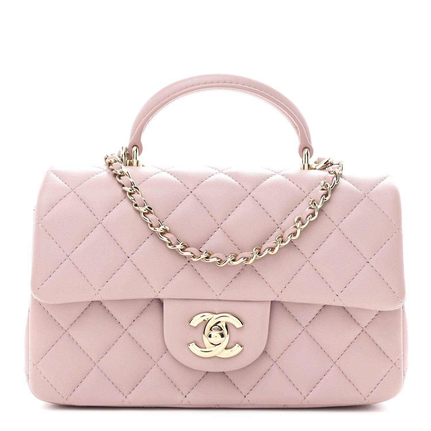 Chanel Lambskin Quilted Mini Top Handle Rectangular Flap Light Pink 1 of 11
