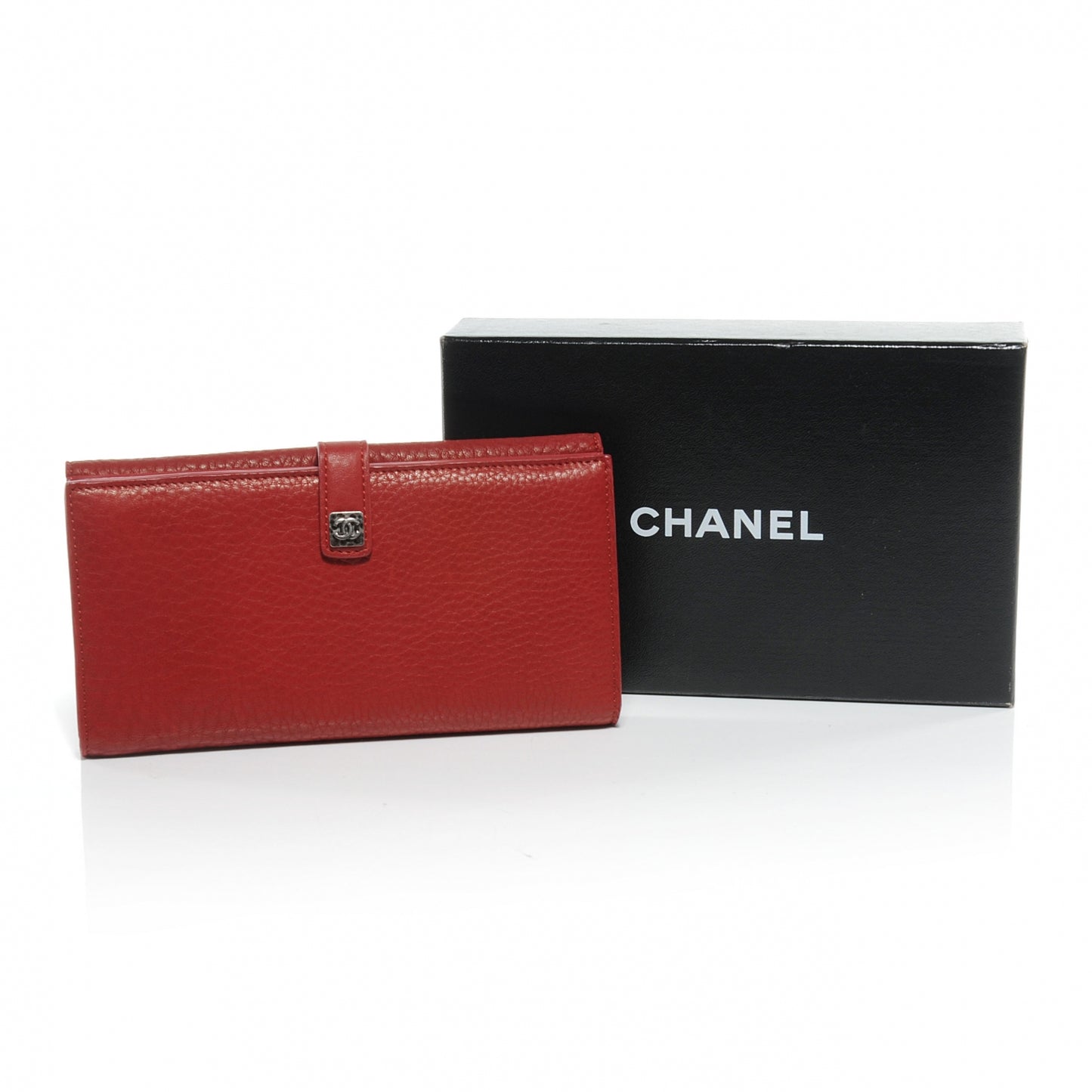 Calfskin Long Double Wallet Rouge