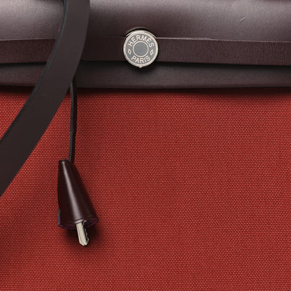 Hermes Military Toile Vache Hunter Herbag Zip Retourne 31 PM Rouge H Ebene 8 of 10