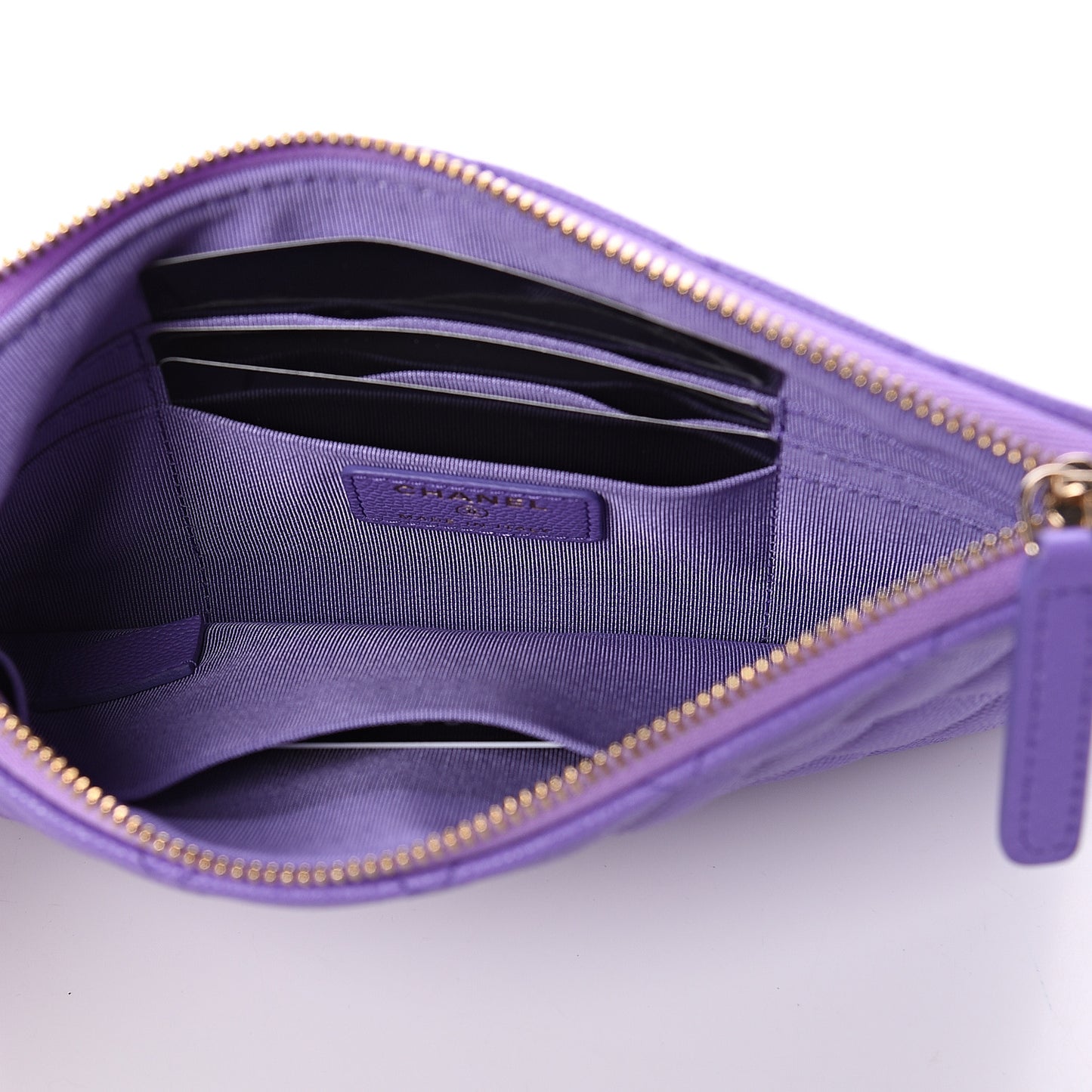Caviar Quilted Small Zipped Pouch Purple