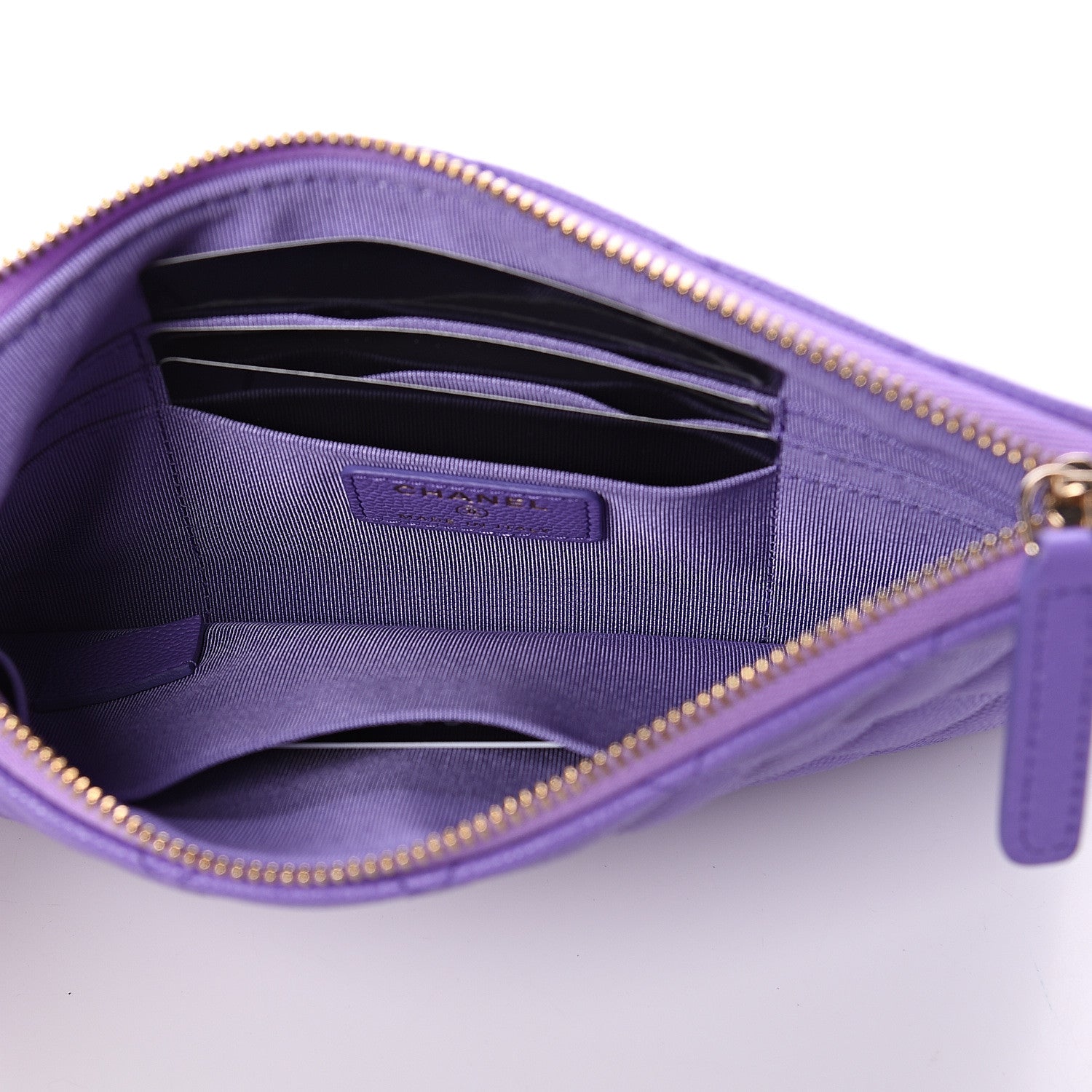 Chanel Caviar Quilted Small Zipped Pouch Purple 4 of 6