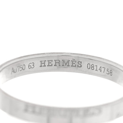 Hermes 18K White Gold Cartouche Mini Band Ring 63 10.25 4 of 5