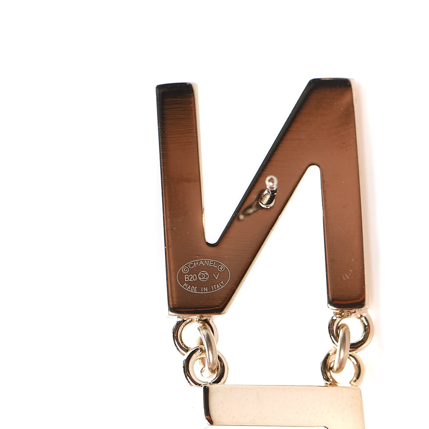 Metal Cha-Nel Logo Drop Earrings Gold