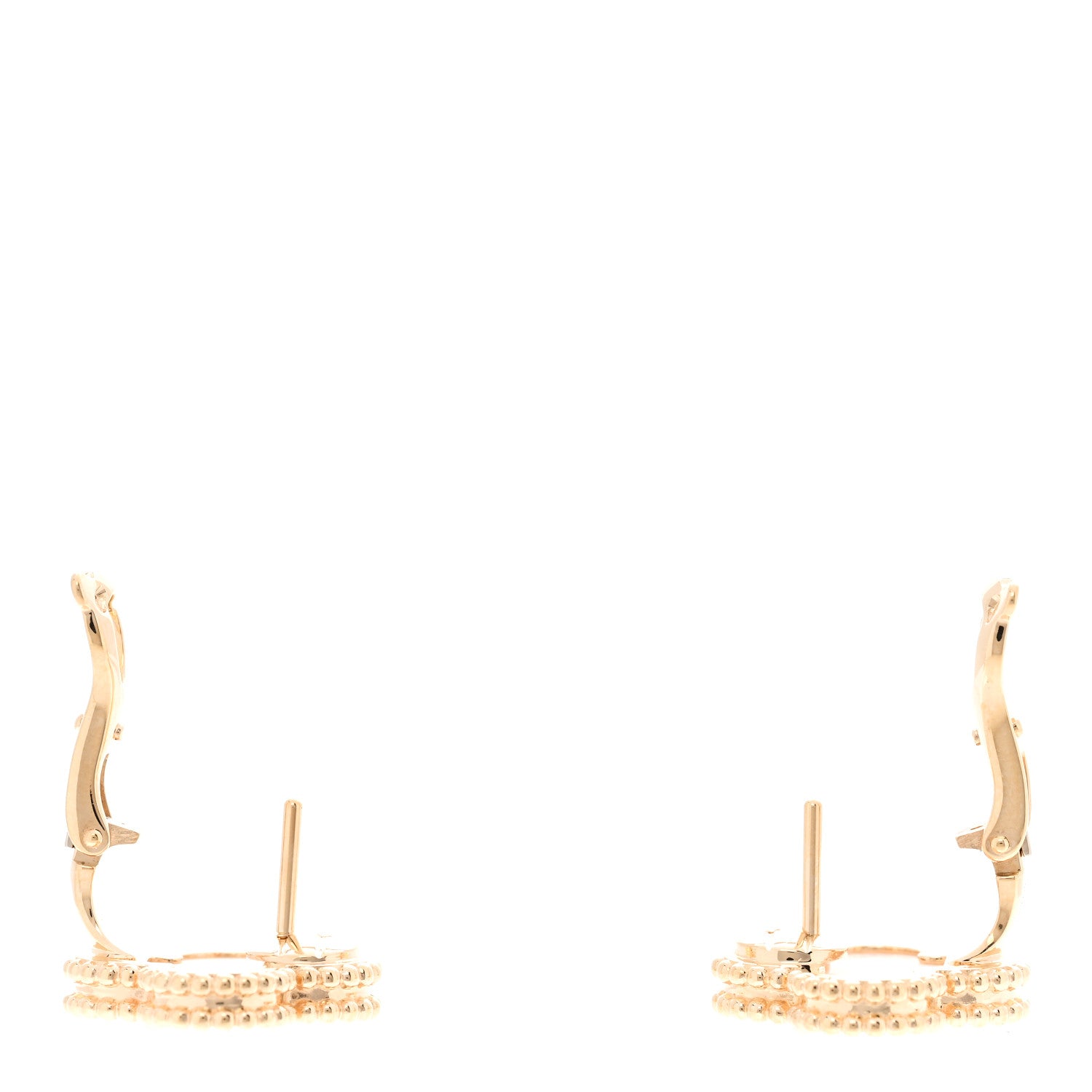 Van Cleef & Arpels 18K Yellow Gold Mother of Pearl Vintage Alhambra Earrings 3 of 5