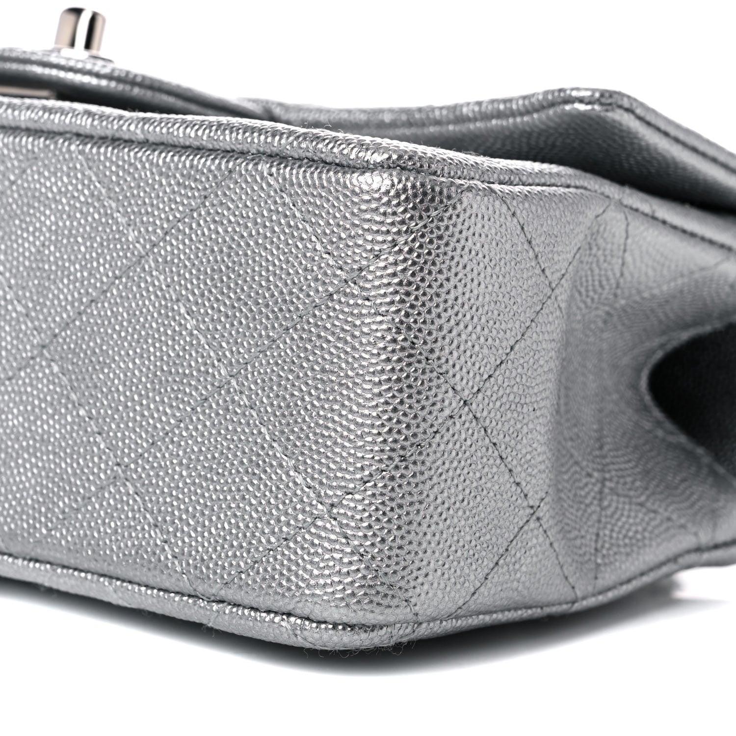 Chanel Metallic Caviar Quilted Mini Top Handle Rectangular Flap Silver 9 of 10