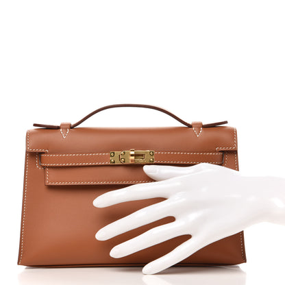 Hermes Swift Kelly Pochette Clutch Gold 2 of 10