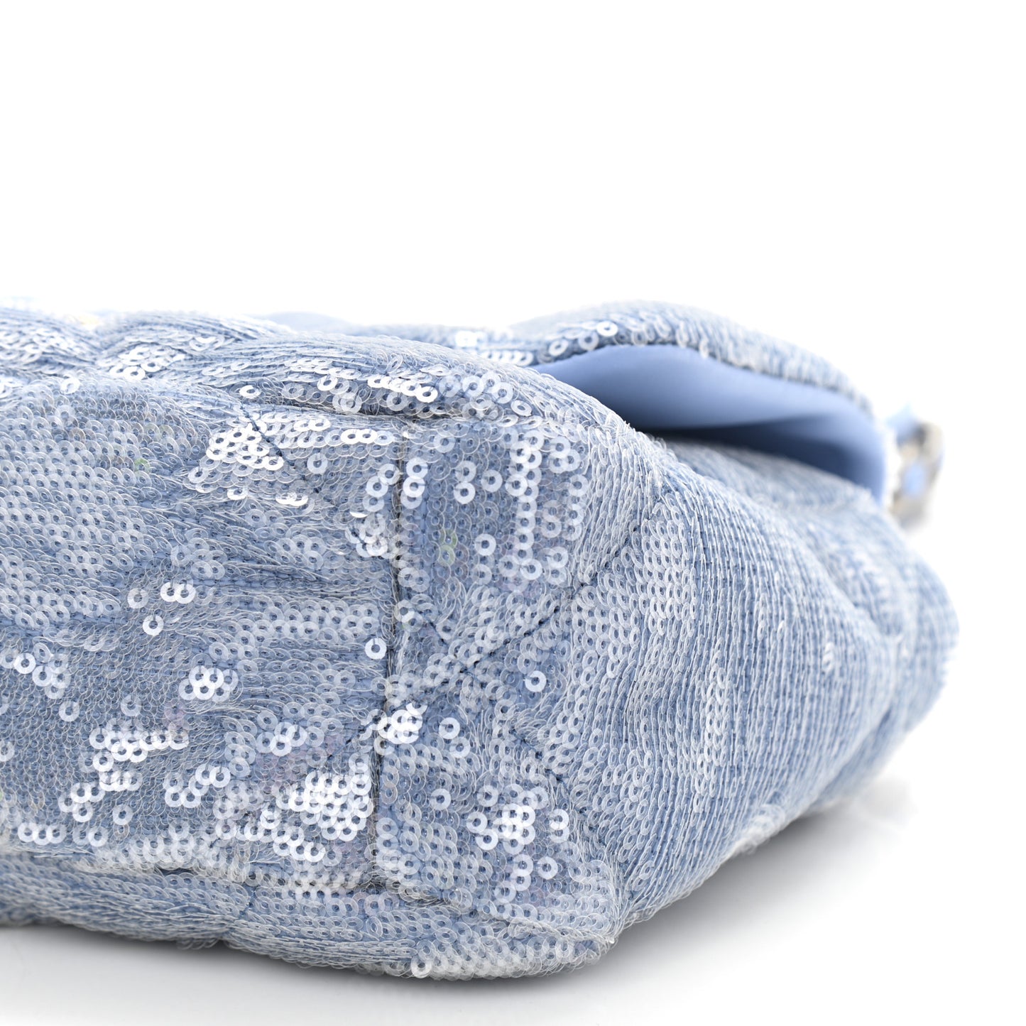 Sequin Quilted Medium Chanel 19 Flap Light Blue