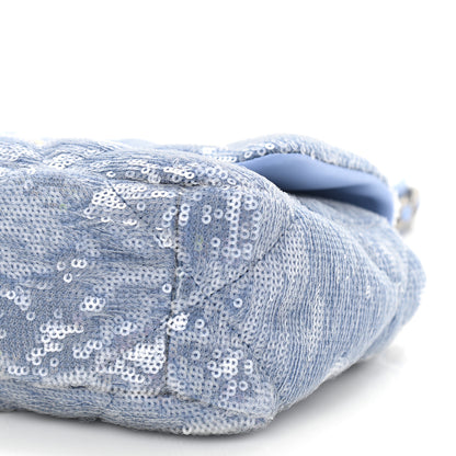 Chanel Sequin Quilted Medium Chanel 19 Flap Light Blue 10 of 10