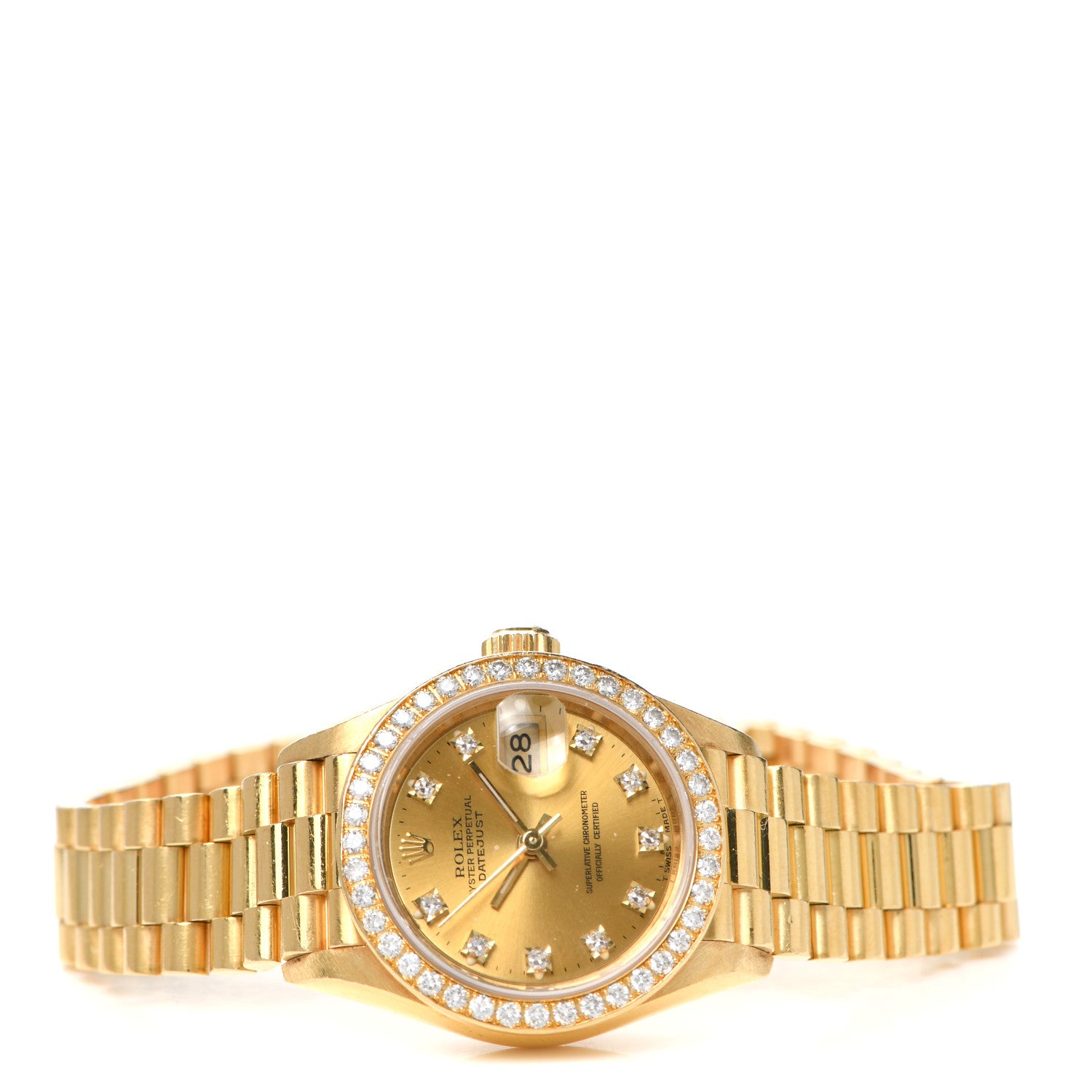 Rolex 18K Yellow Gold Diamond 26mm Datejust President Watch Champagne 69178 2 of 5