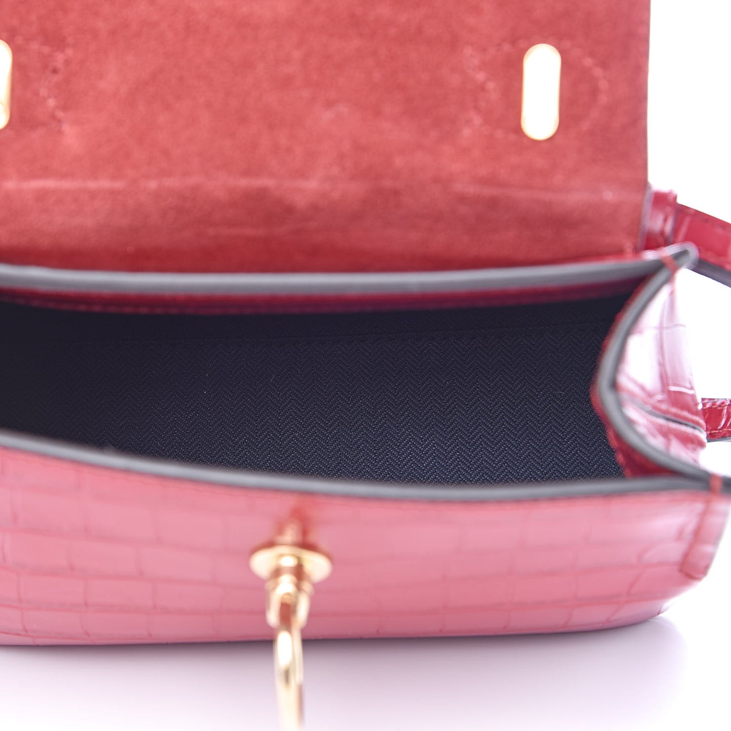 Shiny Croc Calfskin Embossed Micro Seaton Red Berry