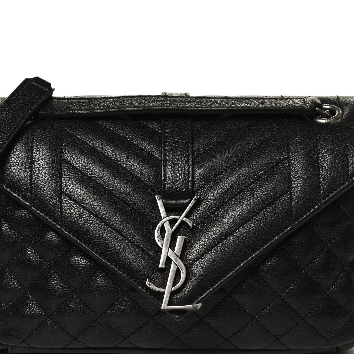Sheepskin Tri-Quilt Monogram Medium College Bag Black