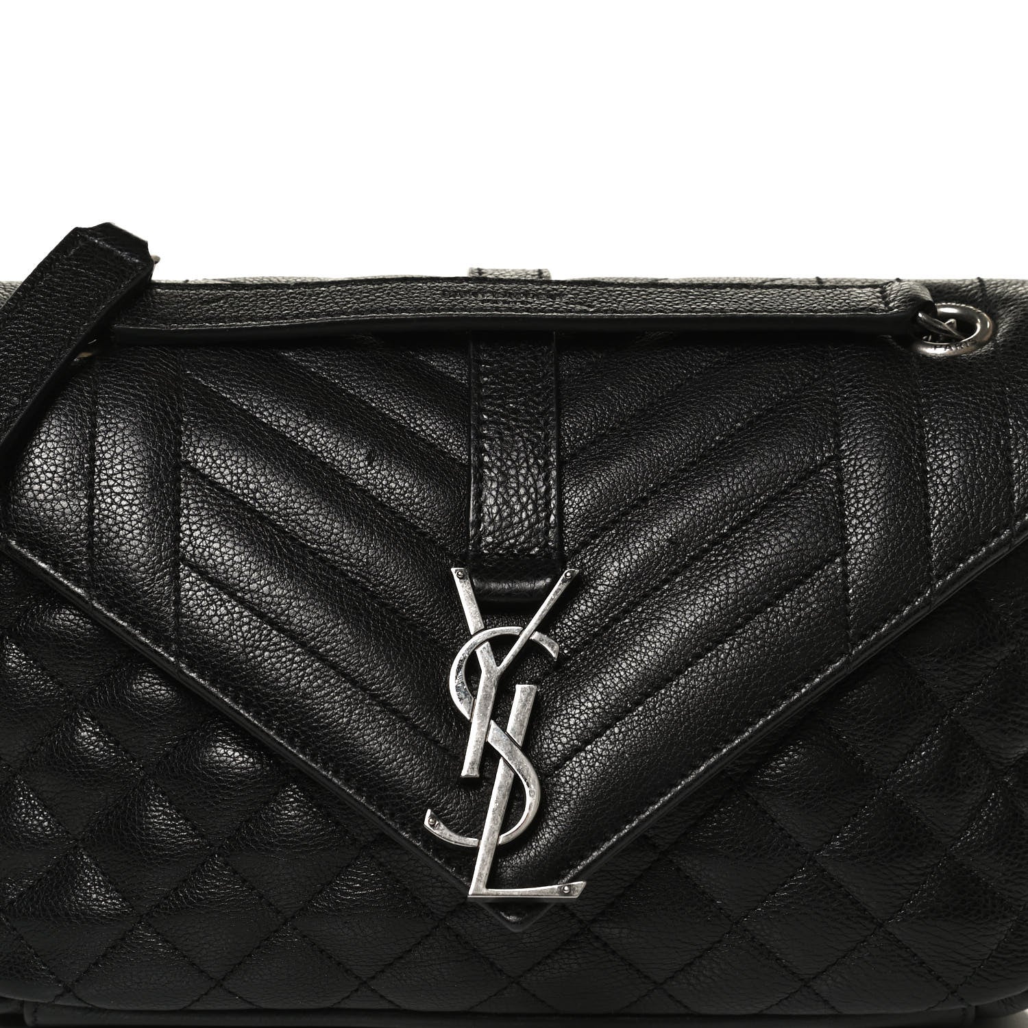 Saint Laurent Sheepskin Tri-Quilt Monogram Medium College Bag Black 8 of 10