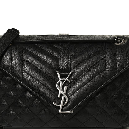 Saint Laurent Sheepskin Tri-Quilt Monogram Medium College Bag Black 8 of 10