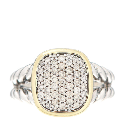 David Yurman Sterling Silver 18K Yellow Gold Diamond Noblesse Ring 56 7.5 1 of 4