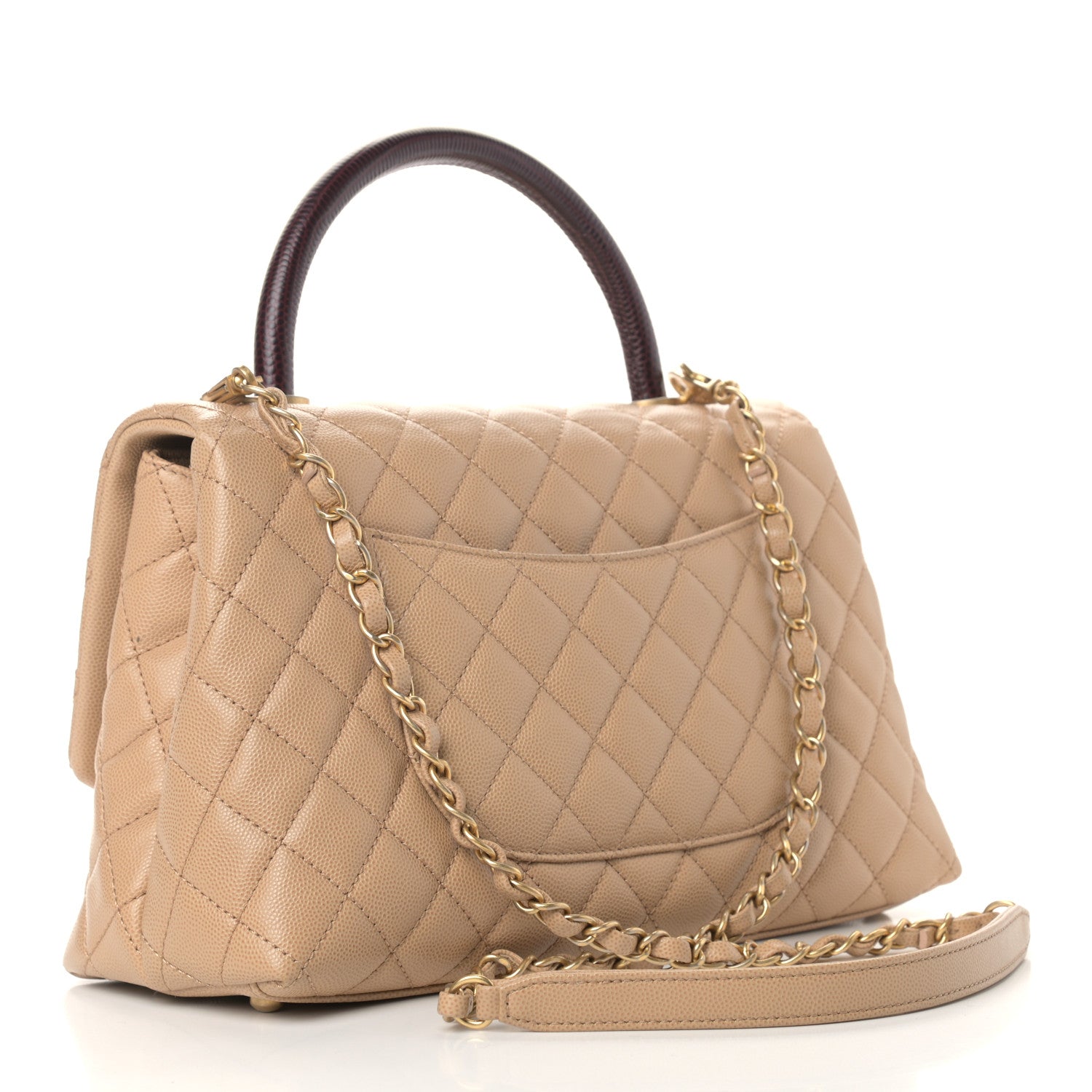 Chanel Caviar Lizard Embossed Quilted Small Coco Handle Flap Beige 3 of 9