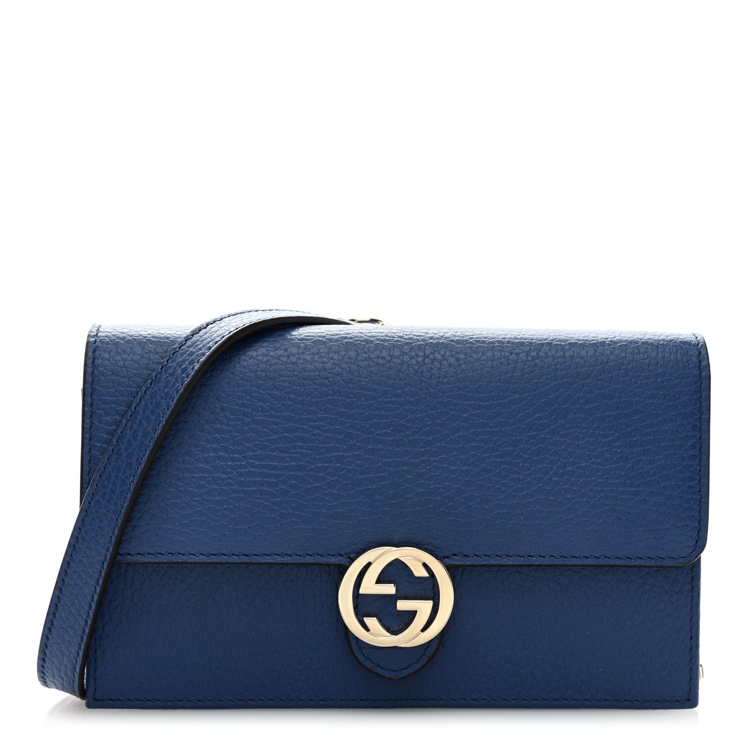 Gucci Dollar Calfskin Interlocking G Chain Wallet Caspian 1 of 9