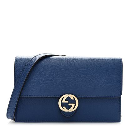 Gucci Dollar Calfskin Interlocking G Chain Wallet Caspian 1 of 9