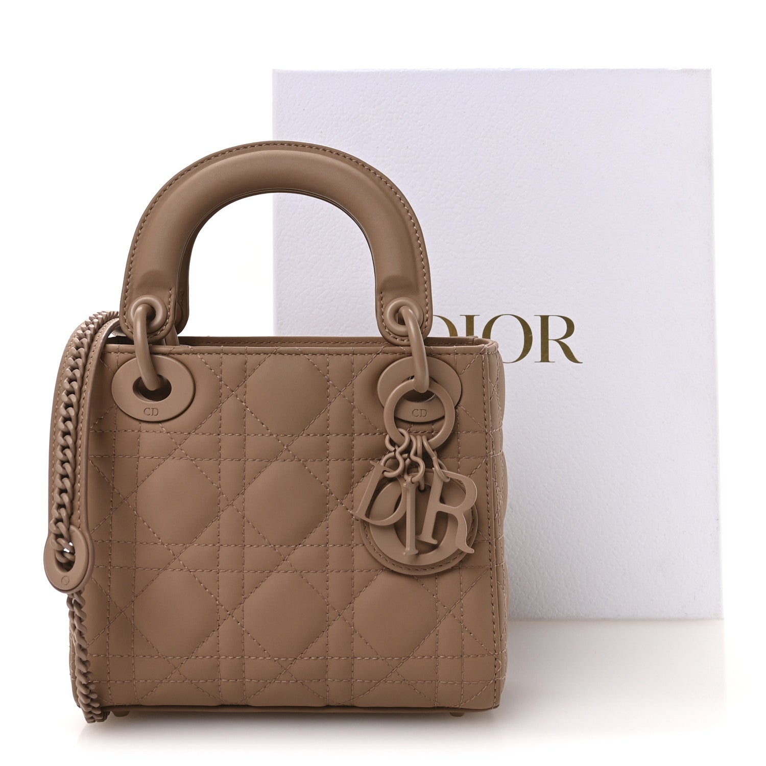 Christian Dior Ultra Matte Calfskin Cannage Mini Lady Dior Light Beige 11 of 11