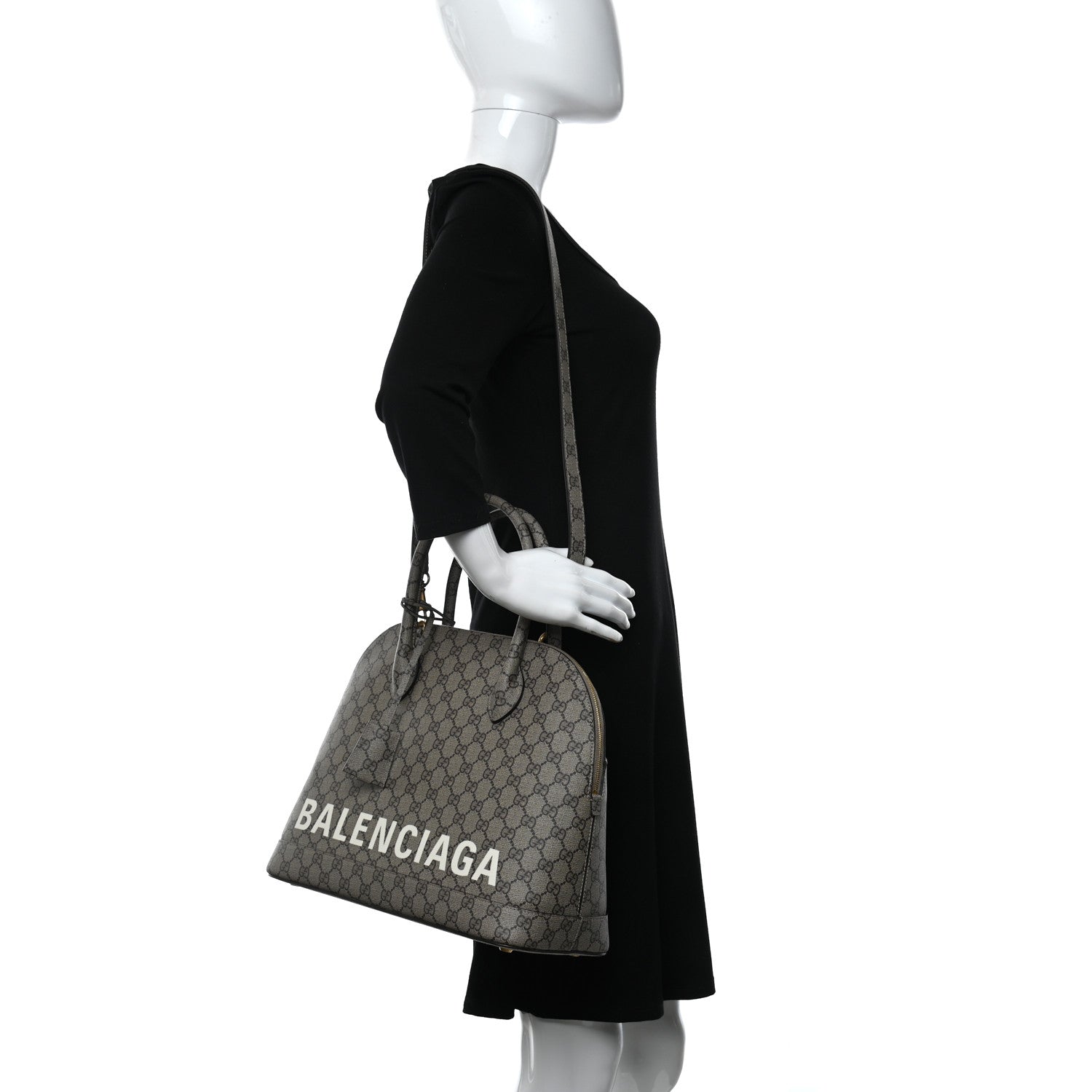 Balenciaga X GUCCI GG Supreme Monogram Medium Ville Top Handle Beige Ebony 2 of 9