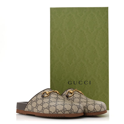 Gucci GG Supreme Monogram Miro Soft Calfskin Womens Horsebit Slippers 37.5 Beige Ebony New Acero 10 of 10