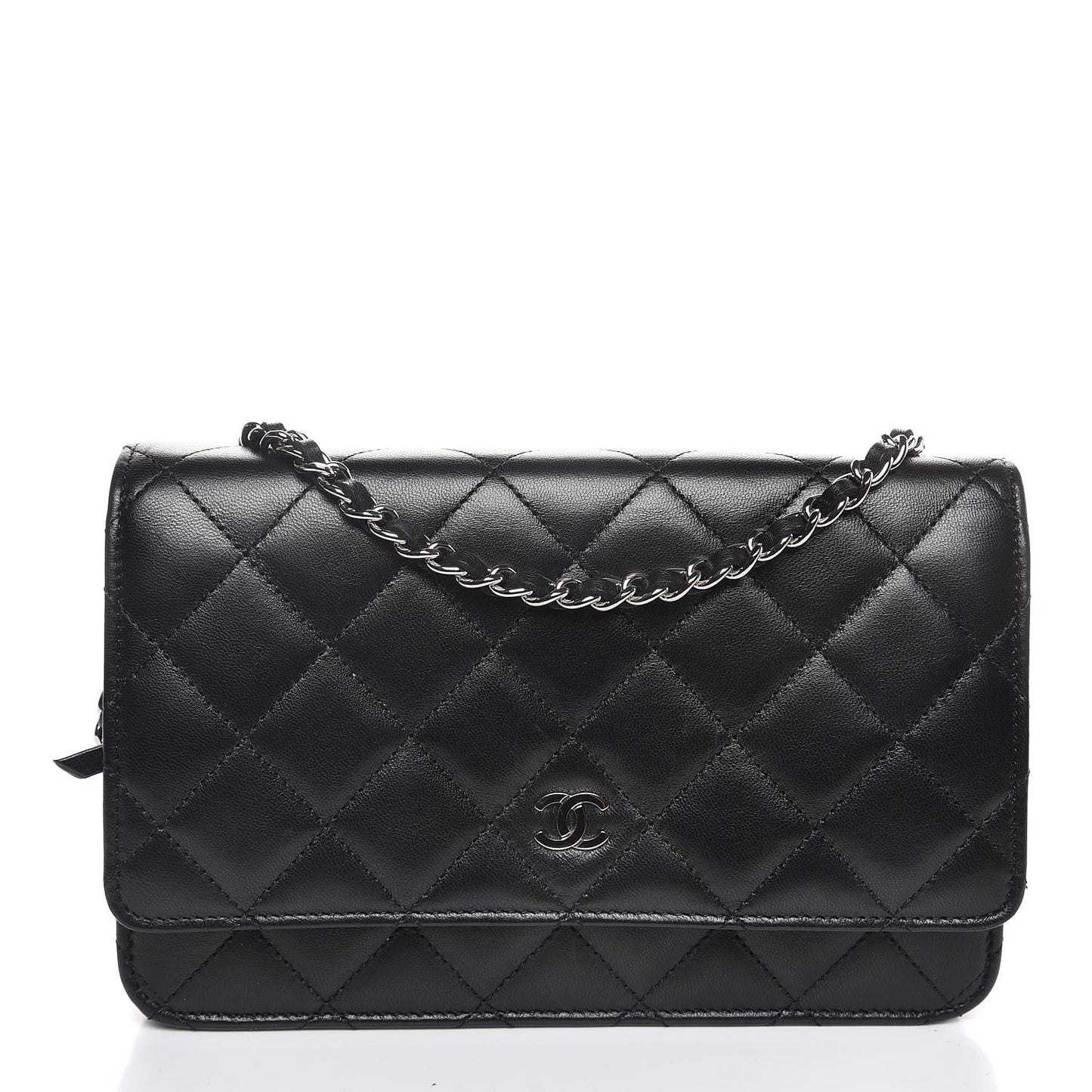 Lambskin Quilted Wallet On Chain WOC Black