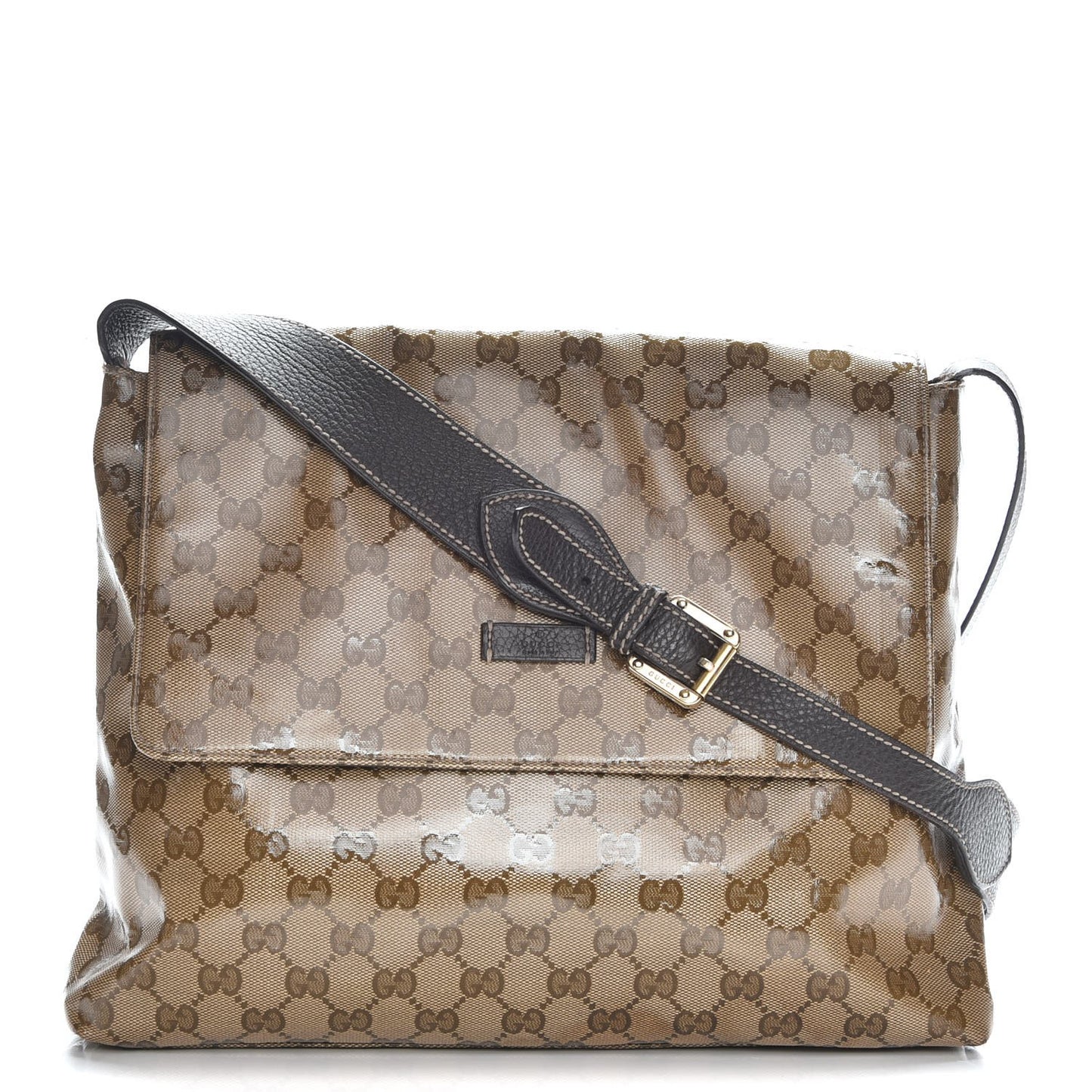 Crystal Monogram Flap Messenger Bag Beige Ebony