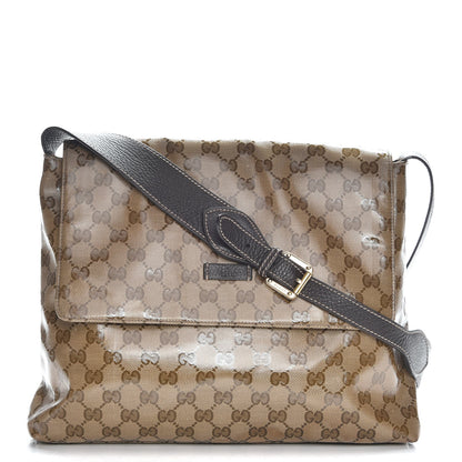 Gucci Crystal Monogram Flap Messenger Bag Beige Ebony 1 of 12
