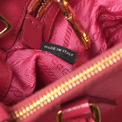 Prada Saffiano Vernice Mini Galleria Double Zip Tote Peonia 7 of 12