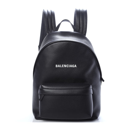Balenciaga Smooth Calfskin Logo Small Everyday Backpack Black White 1 of 10