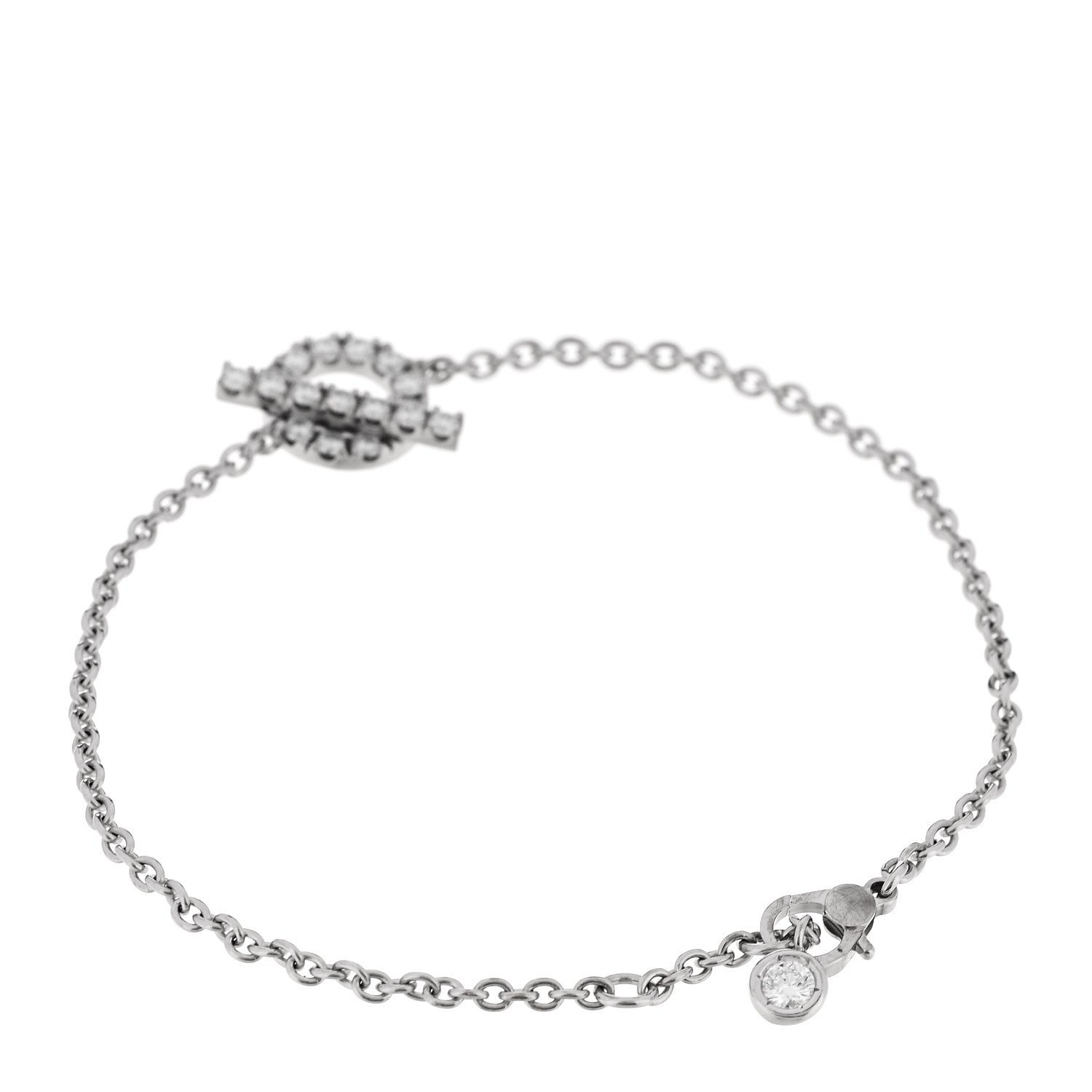 Hermes 18K White Gold Diamond Finesse Bracelet LG 2 of 5