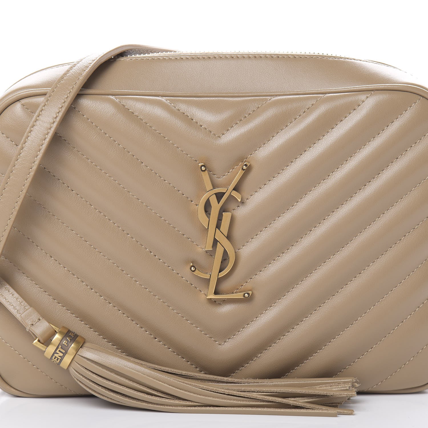 Saint Laurent Calfskin Matelasse Monogram Lou Camera Bag Dark Latte 8 of 13