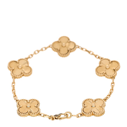 Van Cleef & Arpels 18K Yellow Gold 5 Motifs Guilloche Vintage Alhambra Bracelet 2 of 5
