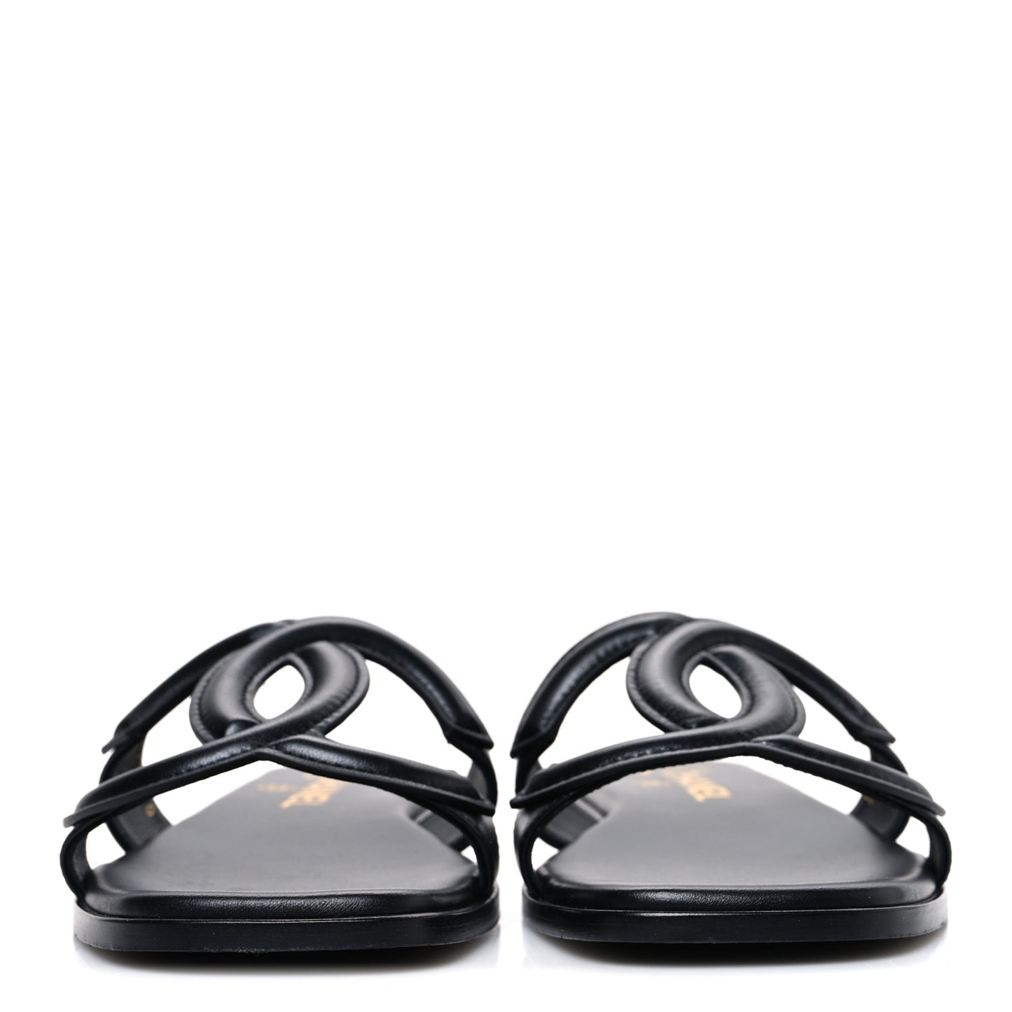 Lambskin CC Cut Out Mules Sandals 37 Black