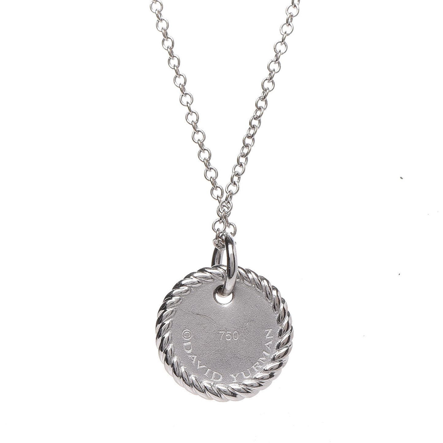 18K White Gold Diamond Initial D Charm Necklace