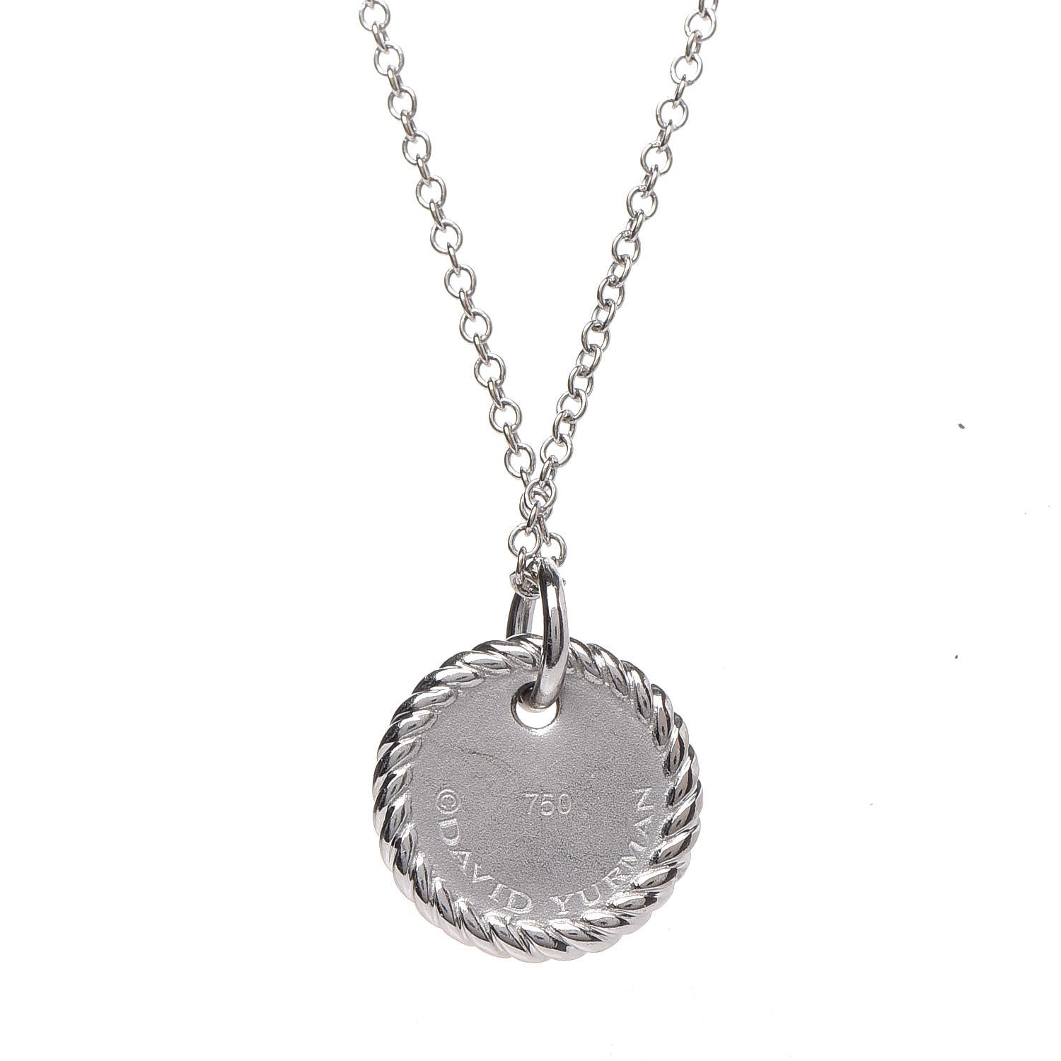 David Yurman 18K White Gold Diamond Initial D Charm Necklace 5 of 7