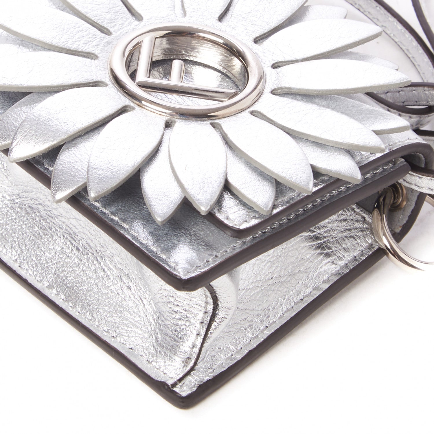 Fendi Vitello Catalan Mirror F is Fendi Flower Micro Kan I Shoulder Bag Silver 4 of 8