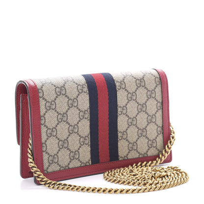 Gucci GG Supreme Monogram Web Queen Margaret Chain Wallet Red 3 of 10