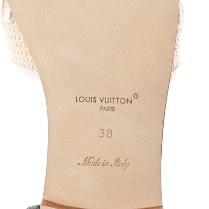 Louis Vuitton Raffia Calfskin Monogram By The Pool Revival Flat Mules 38 White 7 of 9