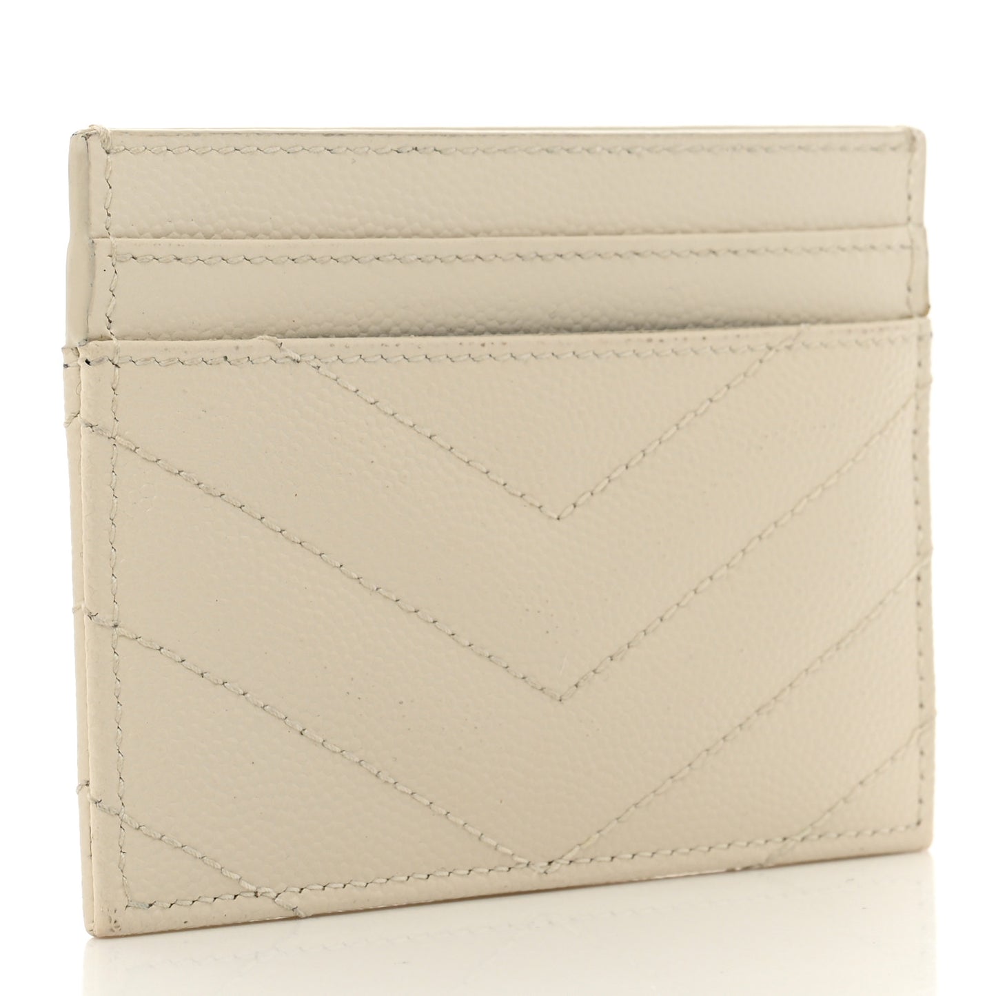 Grain De Poudre Matelasse Chevron Monogram Credit Card Case Crema Soft