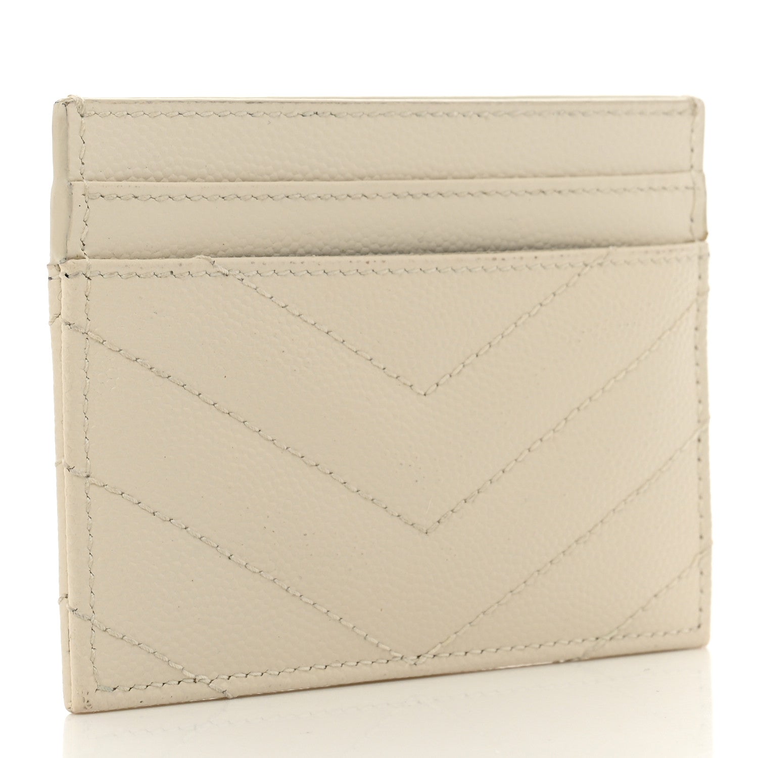 Saint Laurent Grain De Poudre Matelasse Chevron Monogram Credit Card Case Crema Soft 3 of 7