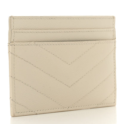 Saint Laurent Grain De Poudre Matelasse Chevron Monogram Credit Card Case Crema Soft 3 of 7