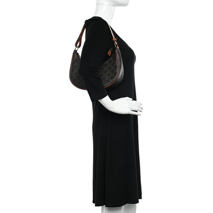 Celine Triomphe Canvas Calfskin Ava Shoulder Bag Tan 2 of 10