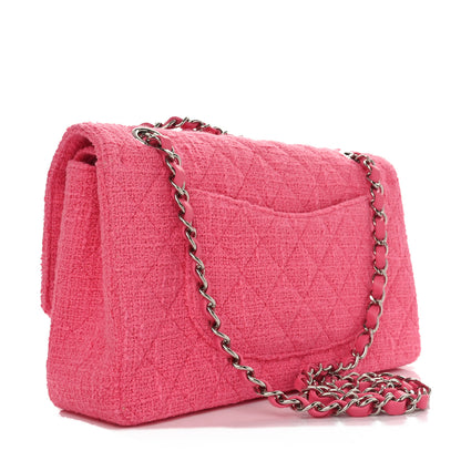 Chanel Tweed Crystal Bead Flower Embellished Quilted Medium Double Flap Pink 3 of 10