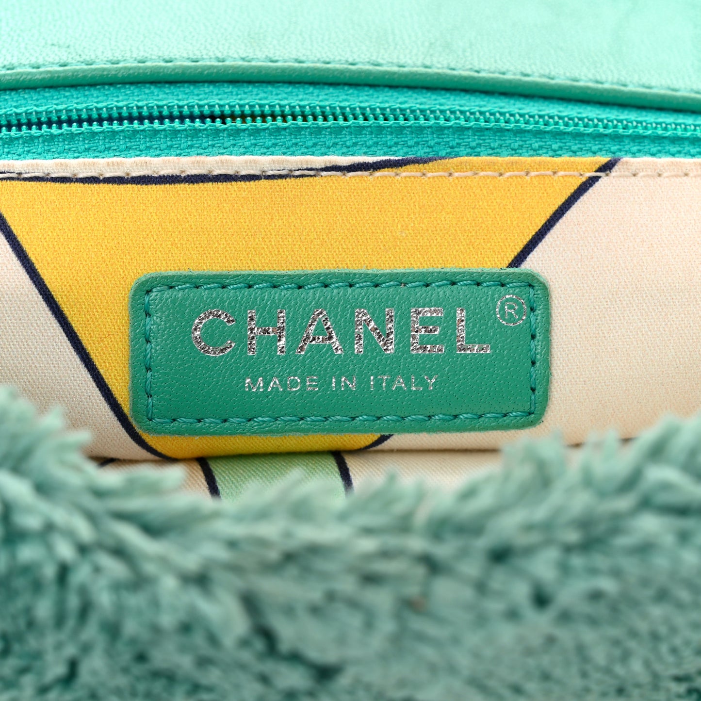 Lambskin Calfskin Mixed Fibers Quilted Medium Flap Green