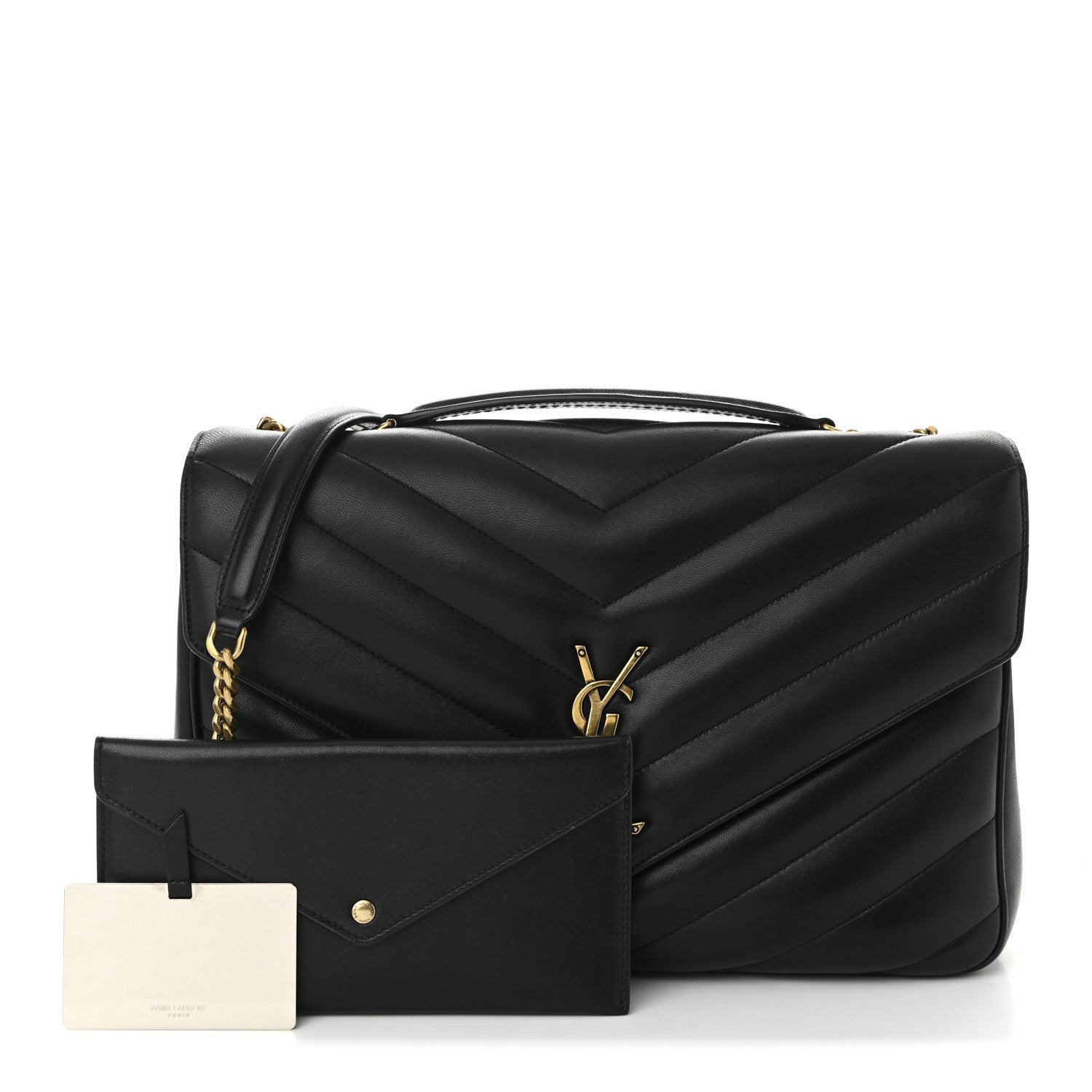 Saint Laurent Lambskin Chevron Quilted Large Loulou Black 3 of 11