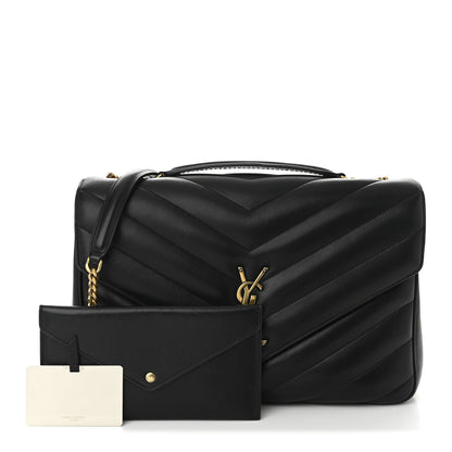Saint Laurent Lambskin Chevron Quilted Large Loulou Black 3 of 11