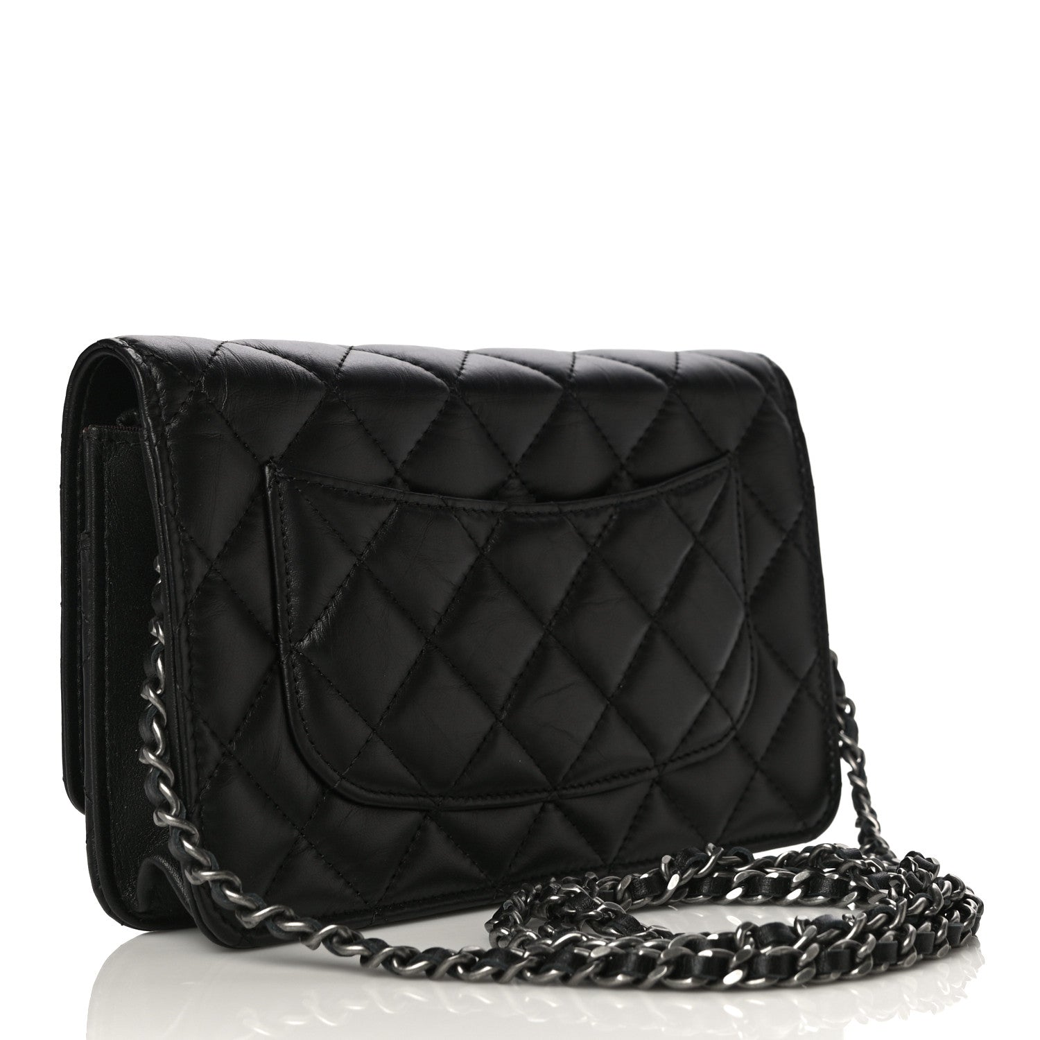 Chanel Aged Calfskin Quilted Reissue Wallet On Chain WOC Black 3 of 13