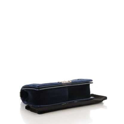 Chanel Velvet Quilted New Medium Boy Flap Dark Navy Blue 4 of 8