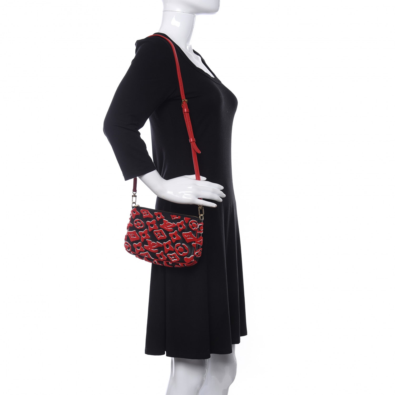 Louis Vuitton X UF Tufted Monogram Pochette Accessories Black Red 2 of 9