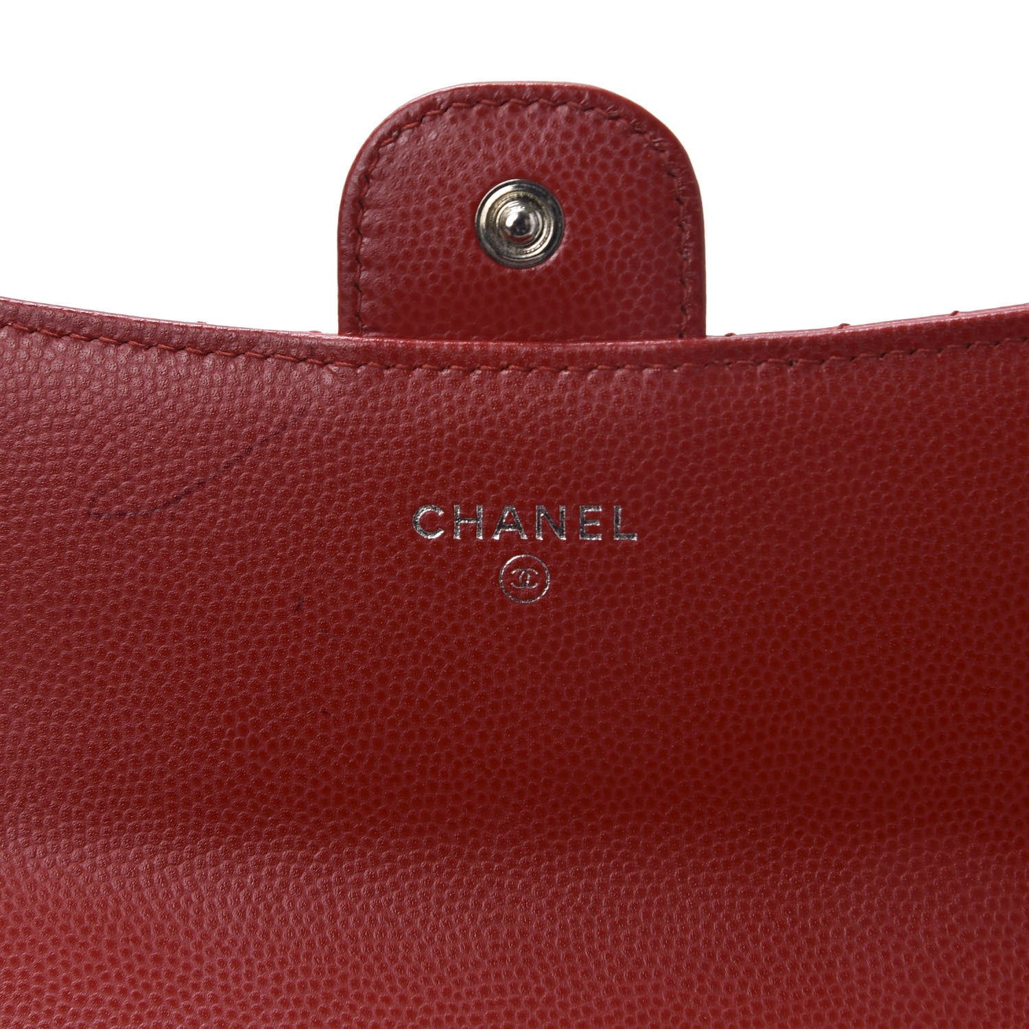 Chanel Caviar Chevron Quilted Large Flap Wallet Dark Red 8 of 11